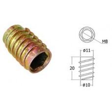 DV820 ตัวหนอน M8×20 (ไม่ปีก) ตัวหนอนฝังไม้ Driving Nuts