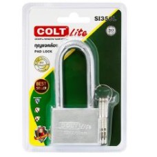 SI350L กุญแจคล้องคอยาวแบบสี่เหลี่ยม 50mm สีเงินด้าน (ไส้ทองเหลือง) รุ่นแผง COLT LITE