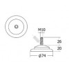 PL25-BL Ø74 มม. เกลียว M10(ปรับได้) ขาปรับระดับ Table Base Adjust