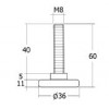 PL09-BL ขาโต๊ะพับสีขาว ø 36 มม. ขาปรับระดับ Table Base Adjust