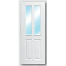 PGR-005 Polywood โพลีวูด ประตูUPVC แบบบานเกร็ดและบานกระจก REVO ขนาด 80cm. สีเทา